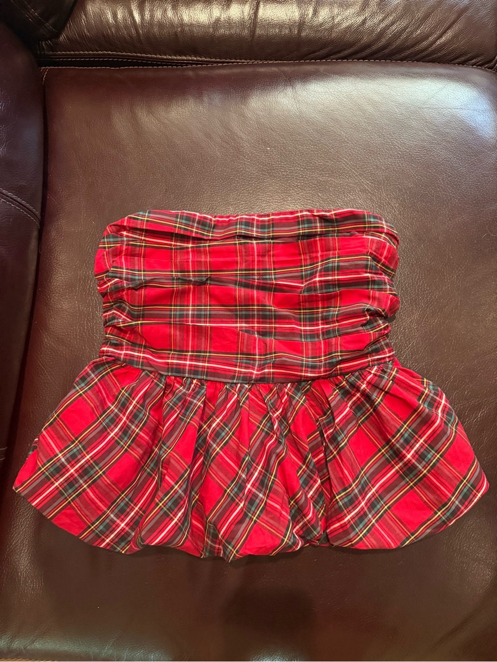 Adorable Hollister Red Plaid Strapless top (or can be used as a skirt )